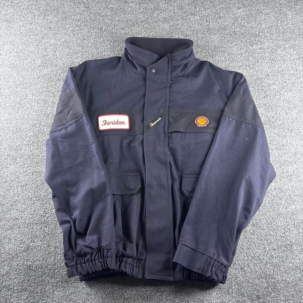 Workrite FR Jacket Mens M Blue Flame Resistant Full Zip Snap Workwear